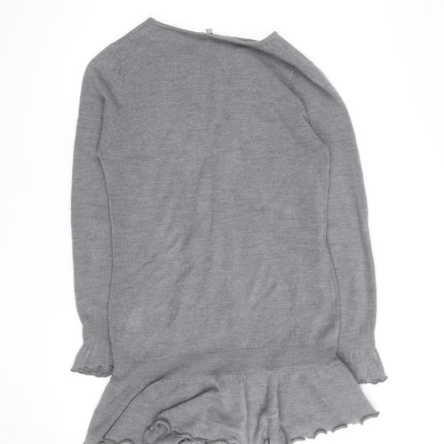 Marks and Spencer Per Una Grey Ruffle Hem Cardigan Size 14 Women’s Knit