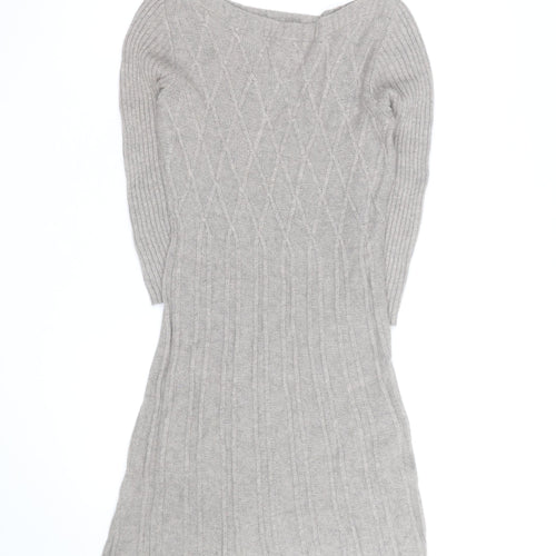 Monsoon Women’s Grey Wool Angora Knit Jumper Dress Size S