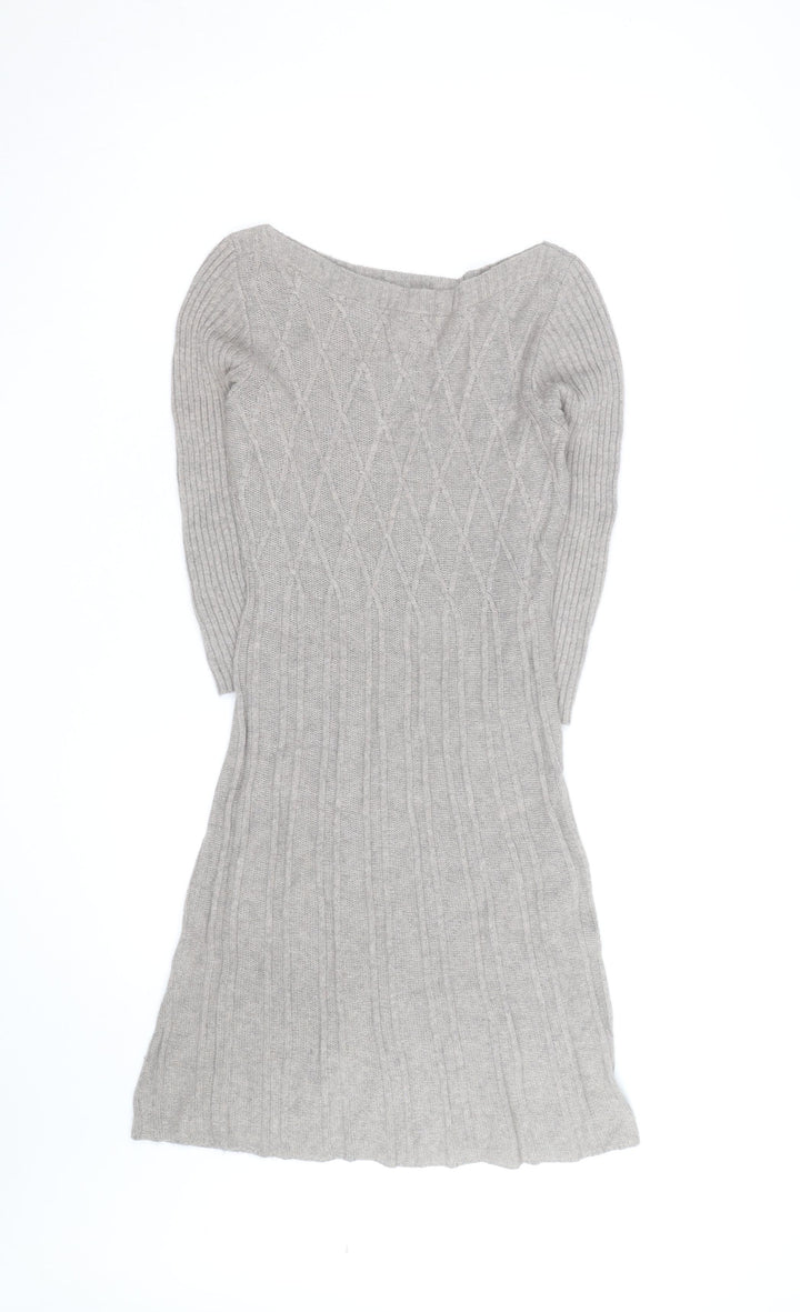 Monsoon Women’s Grey Wool Angora Knit Jumper Dress Size S