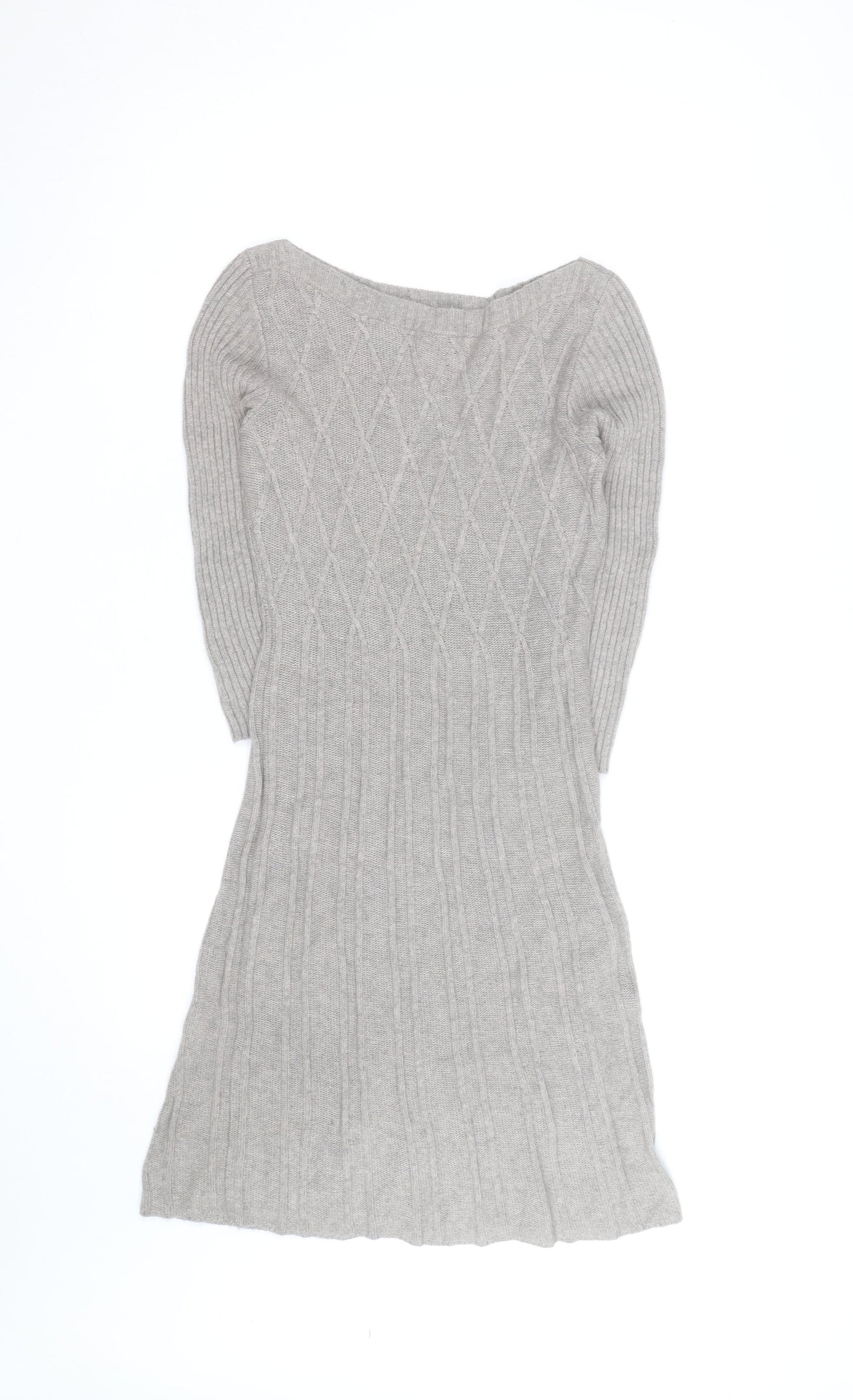 Monsoon Women’s Grey Wool Angora Knit Jumper Dress Size S