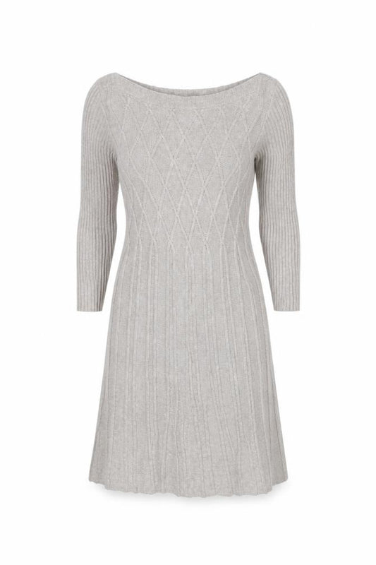 Front view of Monsoon Women’s Grey Wool Angora Knit Jumper Dress, size S