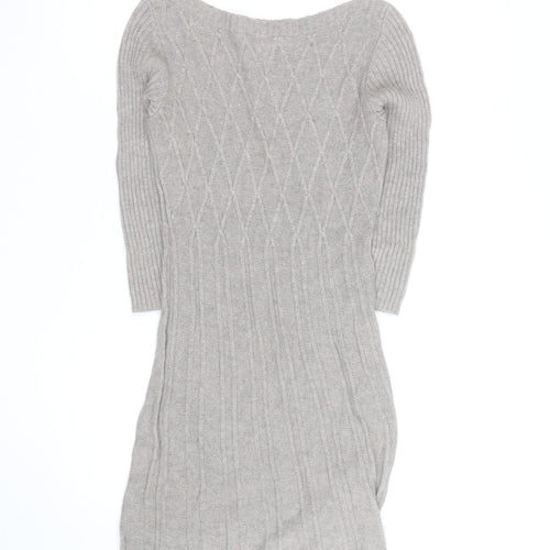 Monsoon Women’s Grey Wool Angora Knit Jumper Dress Size S