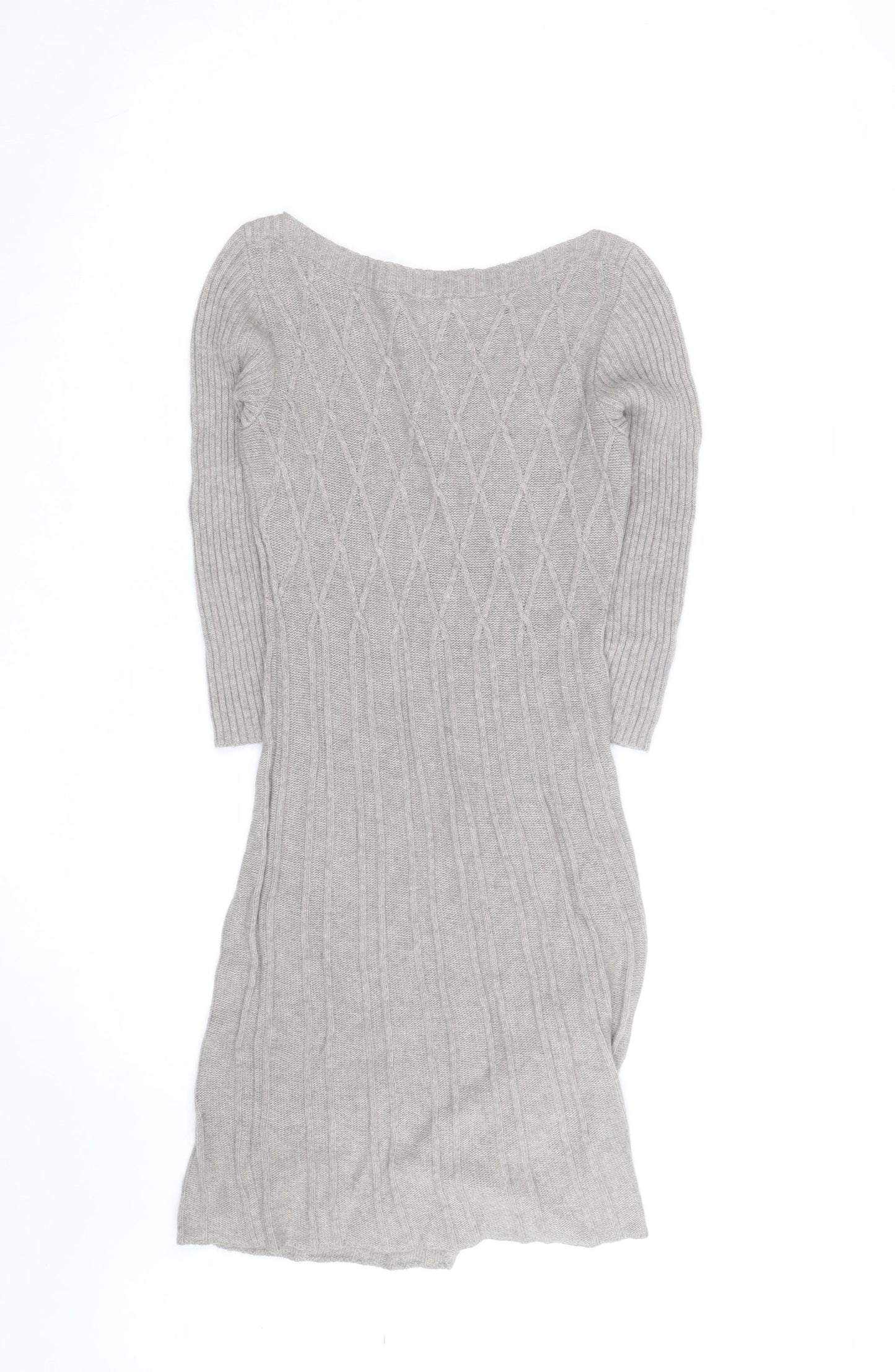 Monsoon Women’s Grey Wool Angora Knit Jumper Dress Size S
