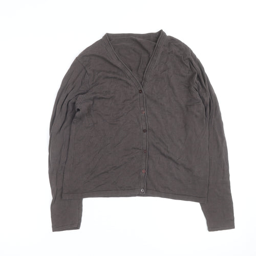 Marks and Spencer Women's Brown Cotton V-Neck Cardigan Size 12