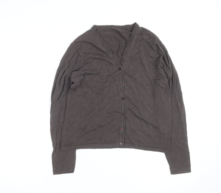 Marks and Spencer Women's Brown Cotton V-Neck Cardigan Size 12