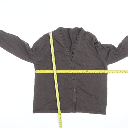 Marks and Spencer Women's Brown Cotton V-Neck Cardigan Size 12