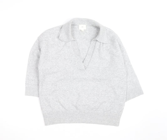 H&M Men's Grey Collared Pullover Jumper Size M