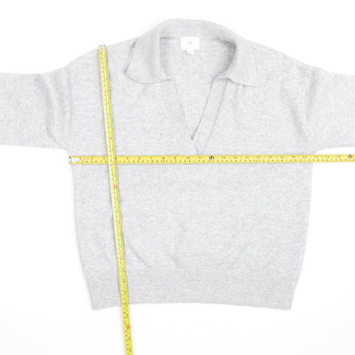 H&M Men's Grey Collared Pullover Jumper Size M