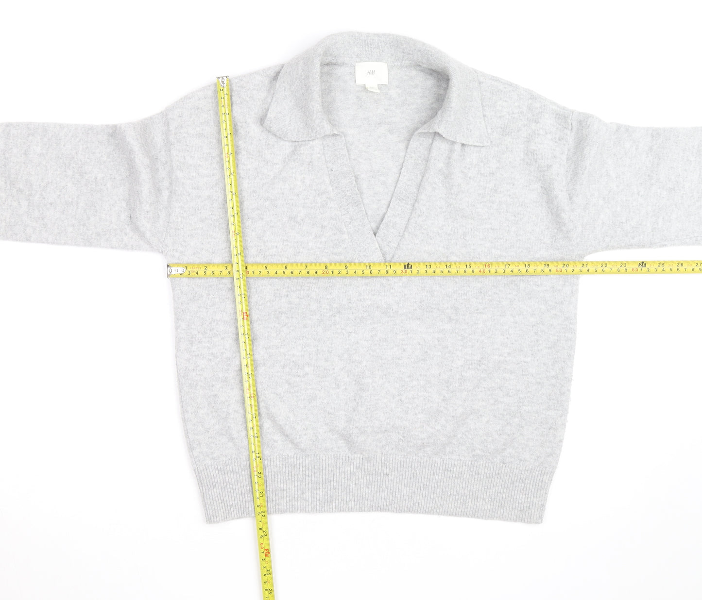 H&M Men's Grey Collared Pullover Jumper Size M