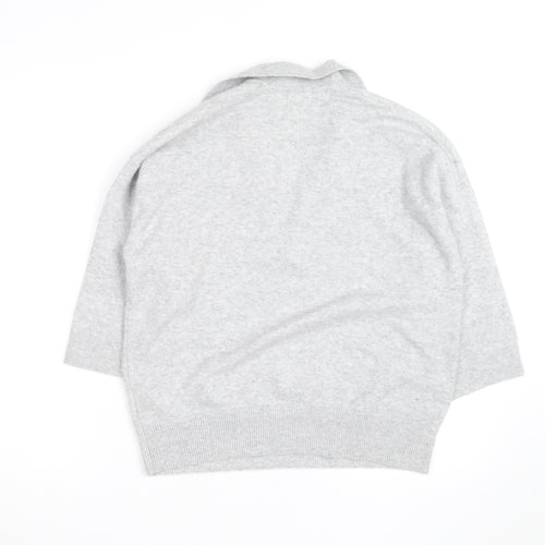 H&M Men's Grey Collared Pullover Jumper Size M