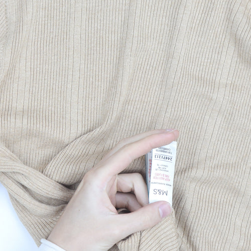 Marks and Spencer Men's Beige Roll Neck Cotton Blend Jumper M