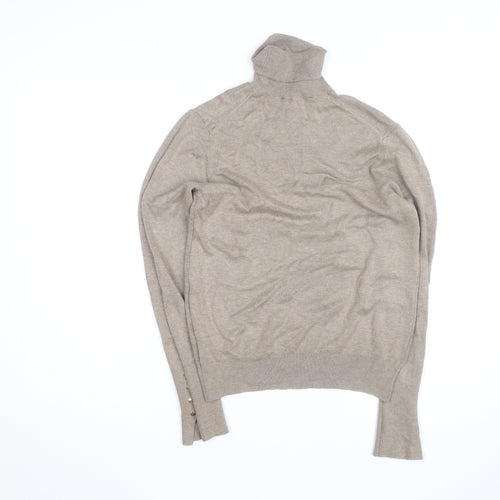 ZARA Women Beige Wool Cashmere Roll Neck Jumper M