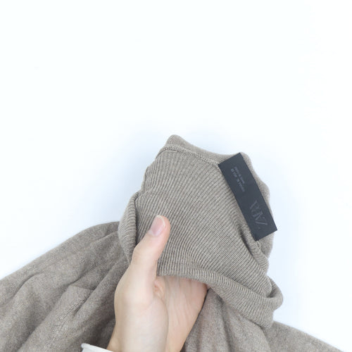 ZARA Women Beige Wool Cashmere Roll Neck Jumper M