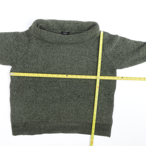 Klass Mens Green XL Roll Neck Chunky Knit Pullover Jumper