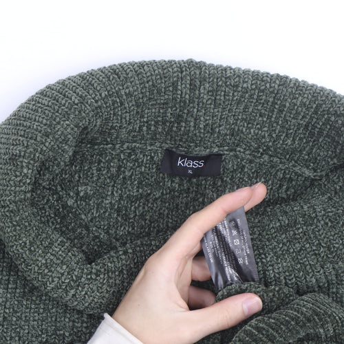 Klass Mens Green XL Roll Neck Chunky Knit Pullover Jumper