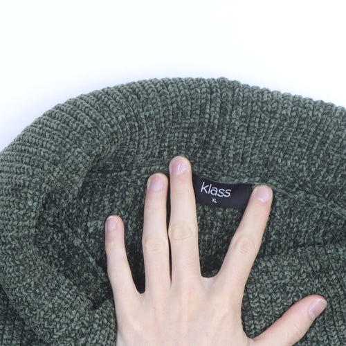 Klass Mens Green XL Roll Neck Chunky Knit Pullover Jumper