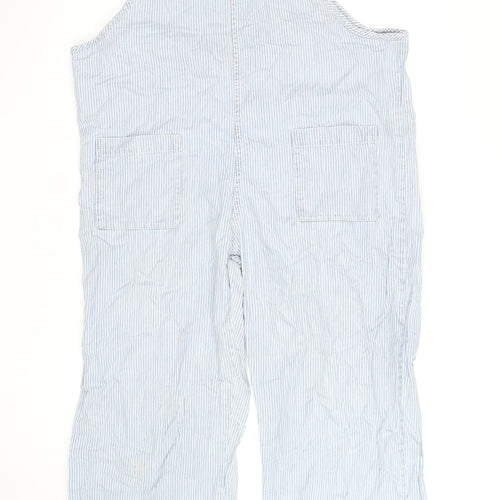 Monki Women's Blue Striped Wide-Leg Denim Overalls M