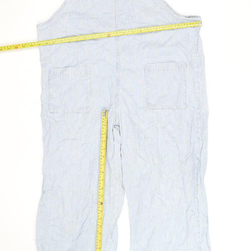 Monki Women's Blue Striped Wide-Leg Denim Overalls M