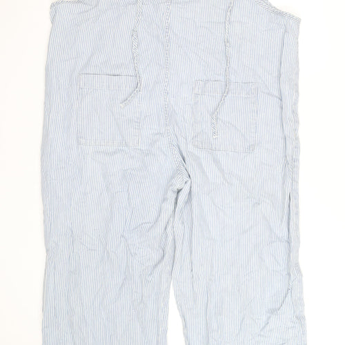 Monki Women's Blue Striped Wide-Leg Denim Overalls M