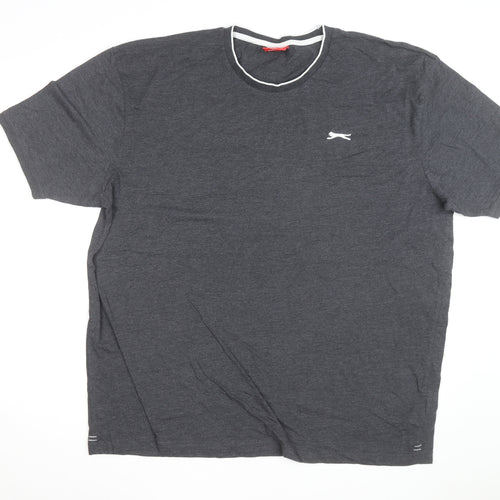 Slazenger Men's Grey 4XL Crew Neck Cotton T-Shirt