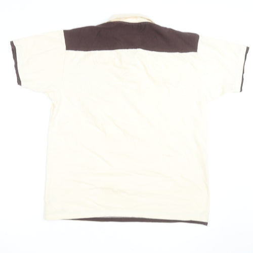 Penshoppe Men's Beige Graphic Polo Shirt XL Slim Fit Casual