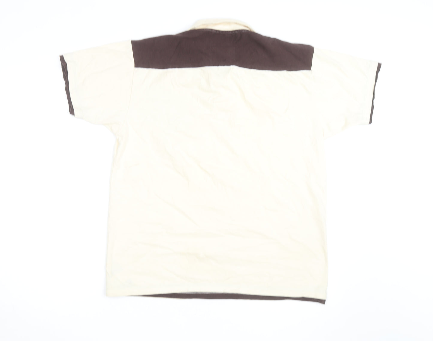Penshoppe Men's Beige Graphic Polo Shirt XL Slim Fit Casual