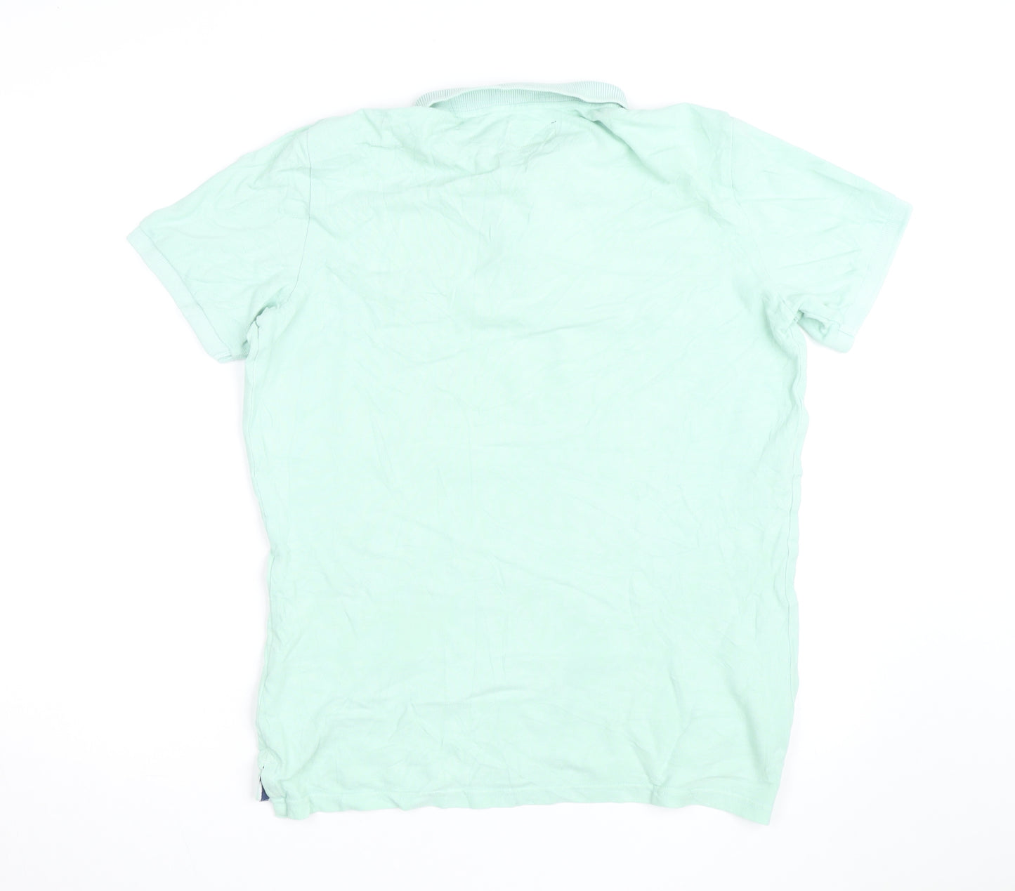 Superdry Men Mint Green Cotton Short Sleeve Polo Shirt L