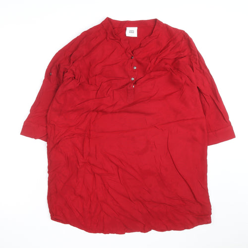Mamalicious Women Red Maternity Tunic Blouse 3/4 Sleeve V-Neck