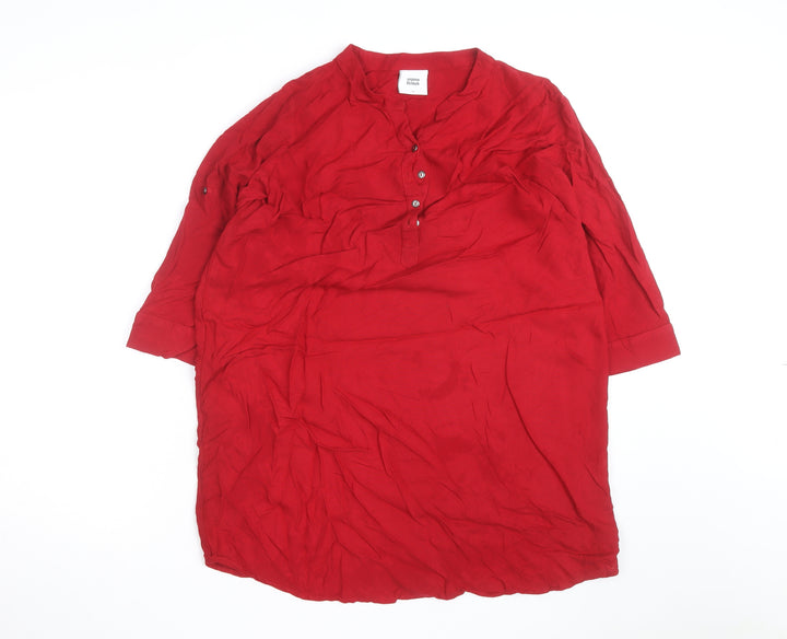 Mamalicious Women Red Maternity Tunic Blouse 3/4 Sleeve V-Neck
