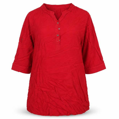 Mamalicious Women Red Maternity Tunic Blouse 3/4 Sleeve V-Neck