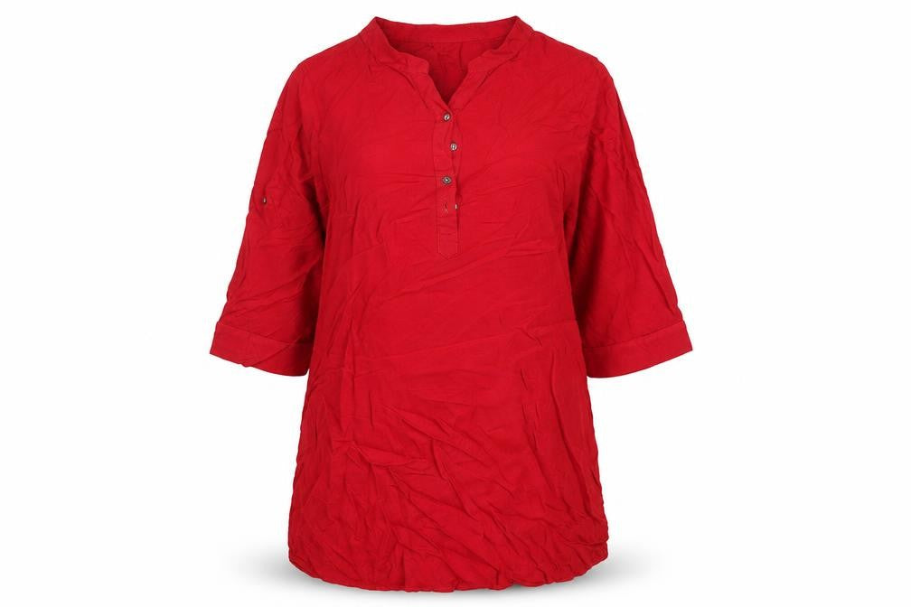 Mamalicious Women Red Maternity Tunic Blouse 3/4 Sleeve V-Neck