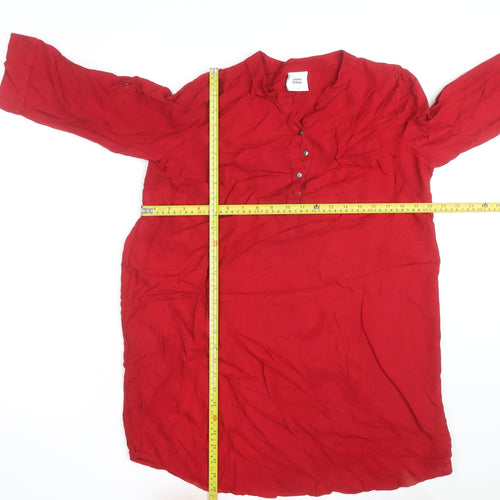 Mamalicious Women Red Maternity Tunic Blouse 3/4 Sleeve V-Neck