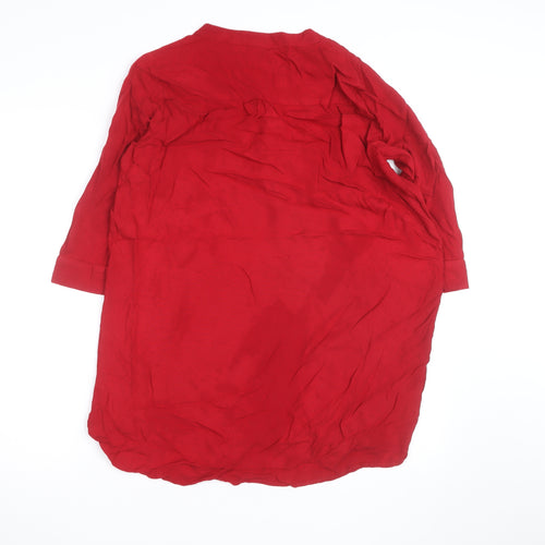 Mamalicious Women Red Maternity Tunic Blouse 3/4 Sleeve V-Neck
