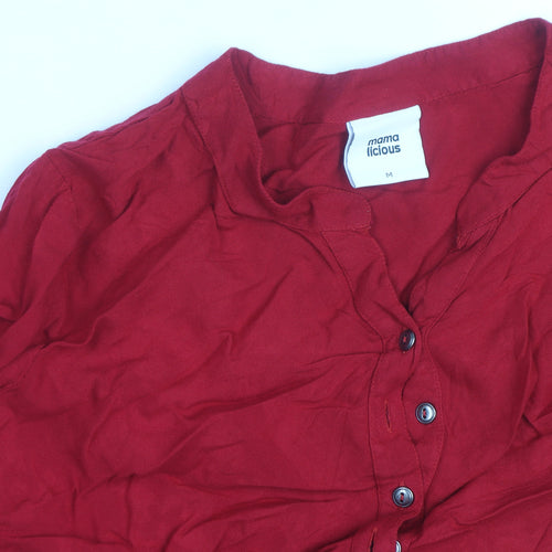 Mamalicious Women Red Maternity Tunic Blouse 3/4 Sleeve V-Neck
