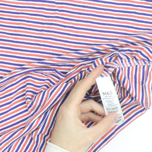 Marks and Spencer Women Multicoloured Striped Boat Neck 3/4 Sleeve T-Shirt Size 12