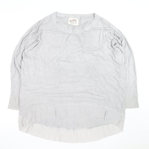 A Postcard From Brighton Women's Grey Tunic Top Size 12 Relaxed Fit Pleated Hem