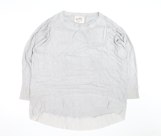 A Postcard From Brighton Women's Grey Tunic Top Size 12 Relaxed Fit Pleated Hem