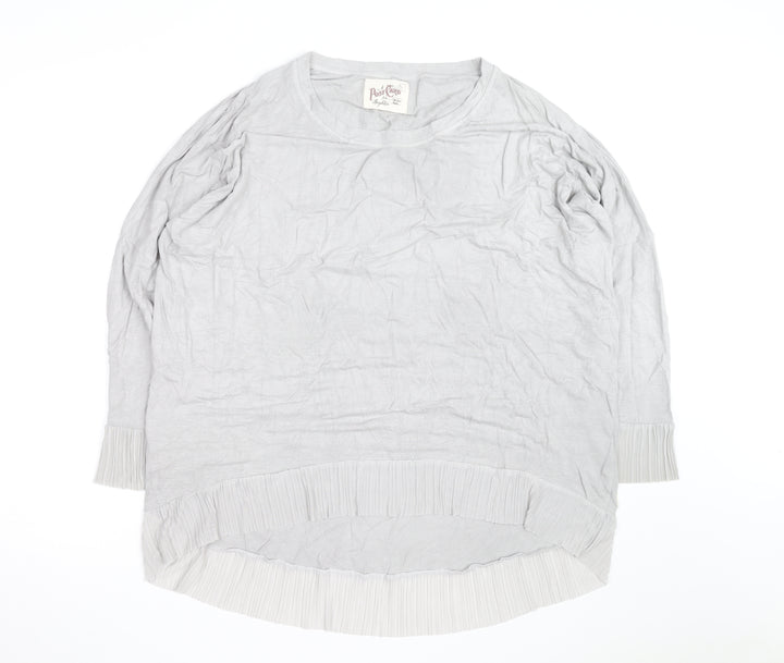 A Postcard From Brighton Women's Grey Tunic Top Size 12 Relaxed Fit Pleated Hem