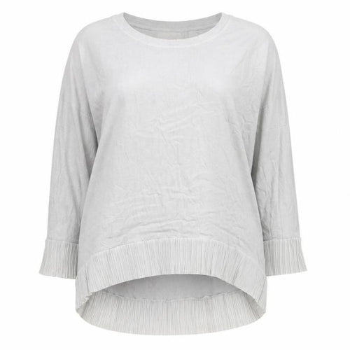 A Postcard From Brighton Women's Grey Tunic Top Size 12 Relaxed Fit Pleated Hem