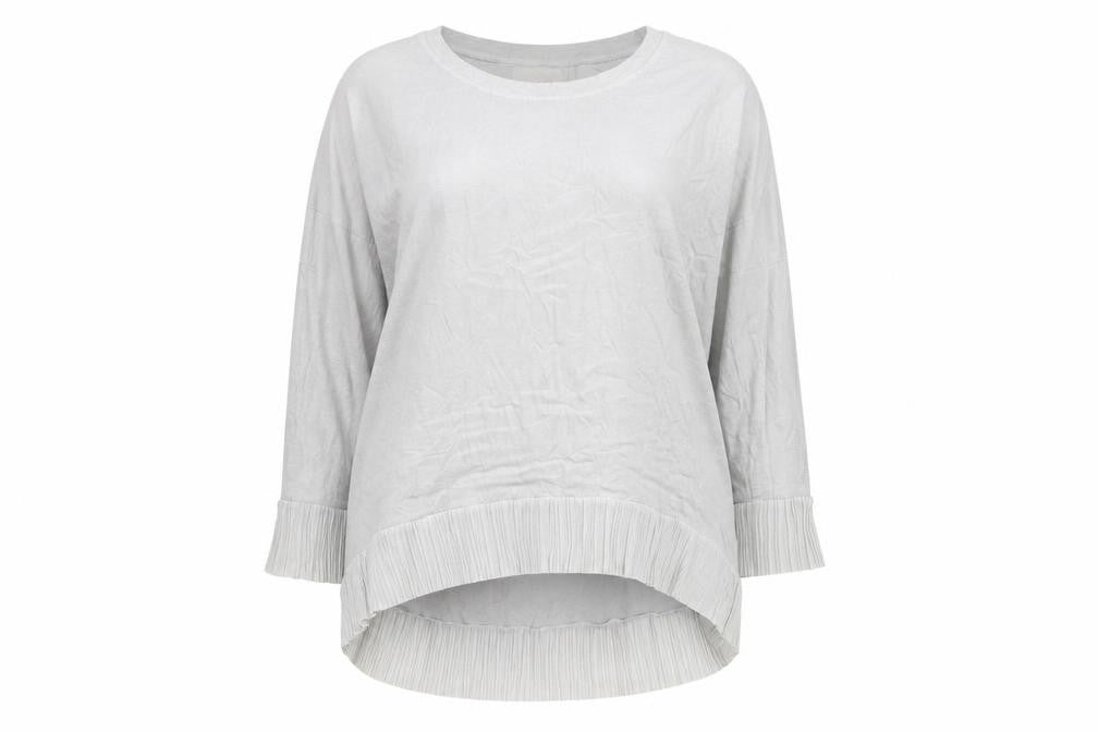 A Postcard From Brighton Women's Grey Tunic Top Size 12 Relaxed Fit Pleated Hem