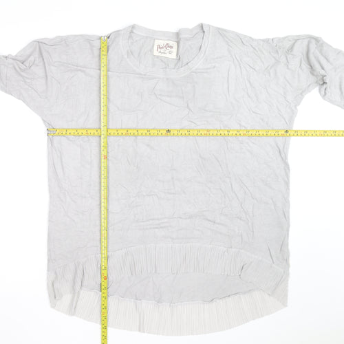 A Postcard From Brighton Women's Grey Tunic Top Size 12 Relaxed Fit Pleated Hem