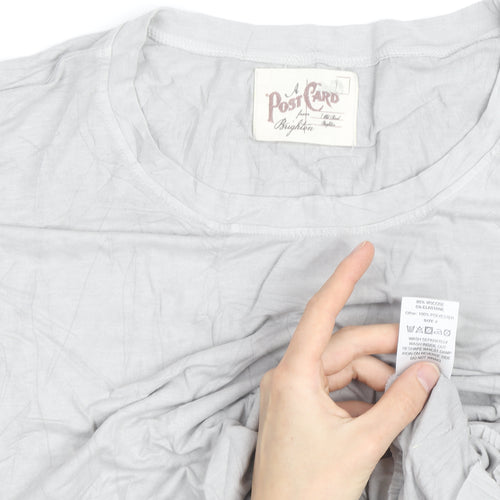 A Postcard From Brighton Women's Grey Tunic Top Size 12 Relaxed Fit Pleated Hem