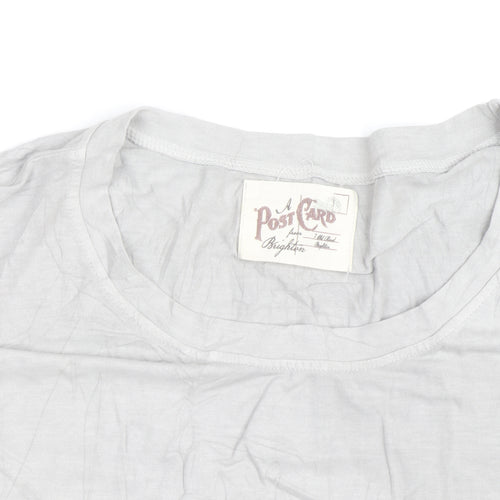 A Postcard From Brighton Women's Grey Tunic Top Size 12 Relaxed Fit Pleated Hem