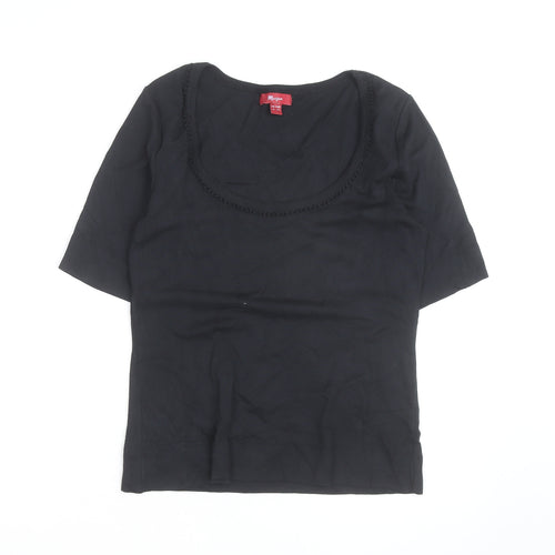 Monsoon Women's Black Cotton Scoop Neck T-Shirt UK 14