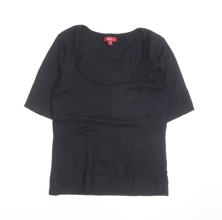 Monsoon Women's Black Cotton Scoop Neck T-Shirt UK 14