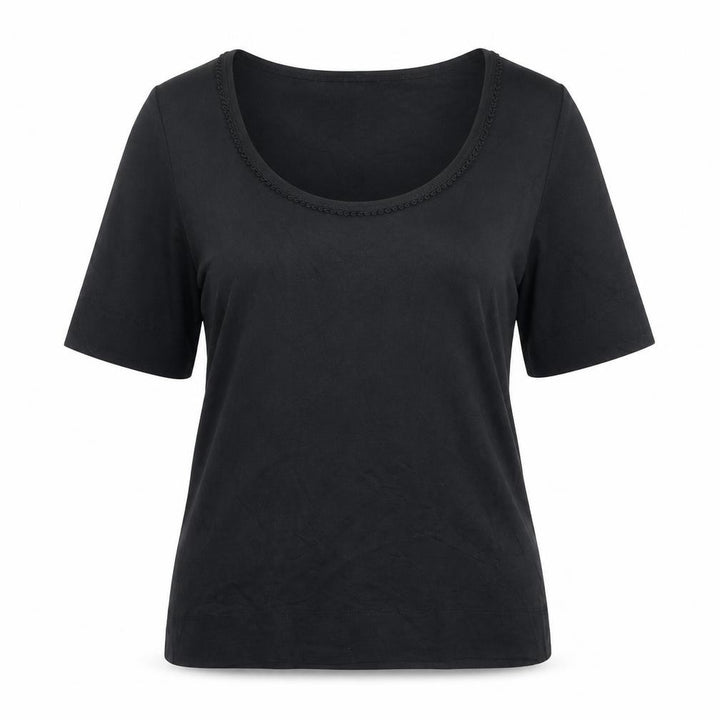 Monsoon Women's Black Cotton Scoop Neck T-Shirt UK 14