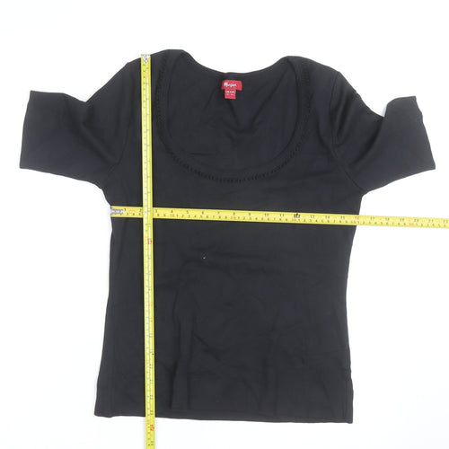 Monsoon Women's Black Cotton Scoop Neck T-Shirt UK 14