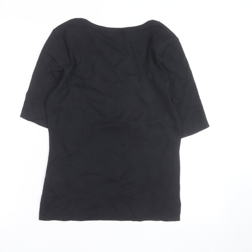 Monsoon Women's Black Cotton Scoop Neck T-Shirt UK 14