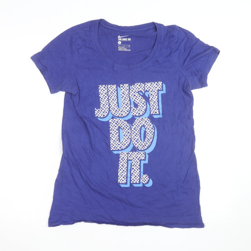 Nike Women's Blue Just Do It T-Shirt Size S Short Sleeve Cotton