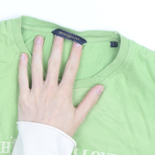 Henri Lloyd Men's Green Crew Neck Short Sleeve T-Shirt Size L